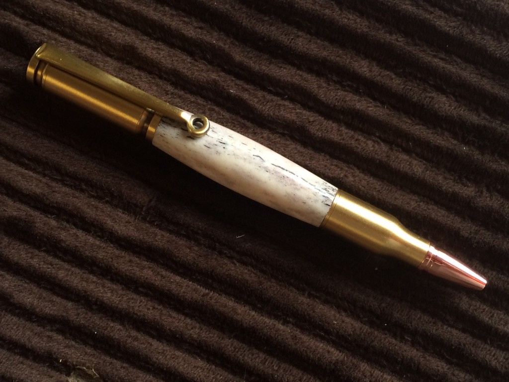 Elk Antler in Antique Brass Bullet Pen